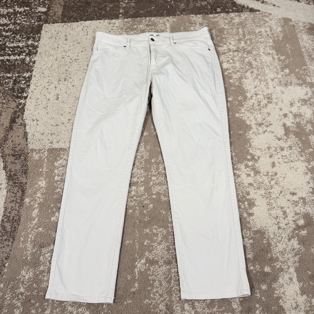 Peter Millar Signature Sateen 5-Pocket Classic Fit Pants Mens 38x30 Cream